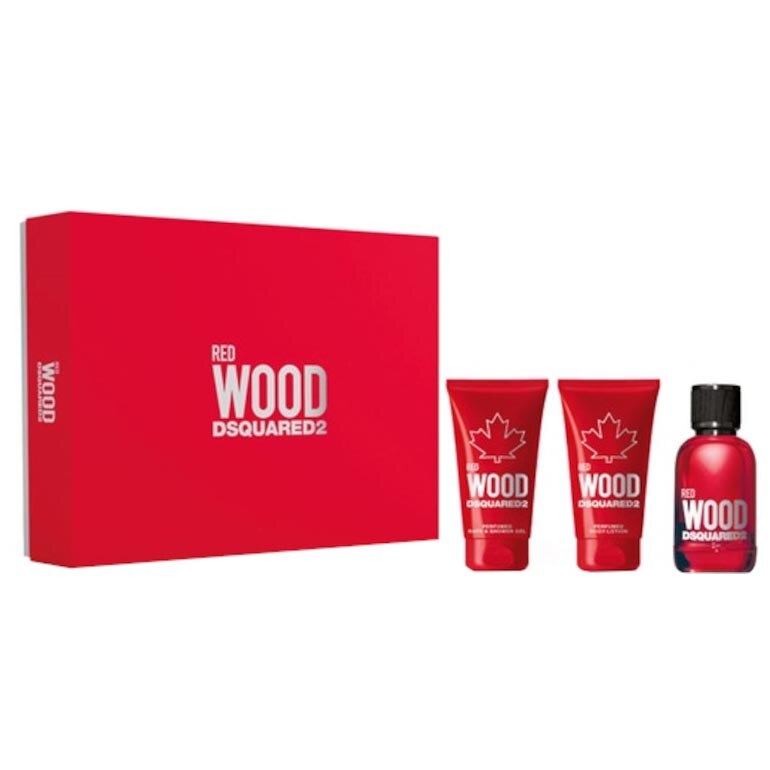 Set Dsquared2, Red Wood, Femei: Apa de Toaleta, 50 ml + Lotiune de corp, 50 ml + Gel de dus, 50 ml