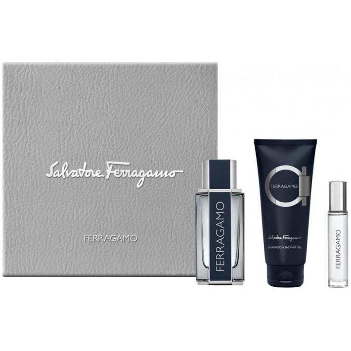 Set Salvatore Ferragamo, Ferragamo, Barbati: Apa de Toaleta, 100 ml + Gel de dus, 100 ml + Apa de Toaleta, 10 ml