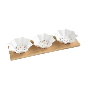 Set servire aperitive 4 piese, forma stea  Set servire aperitive 4 piese, forma stea