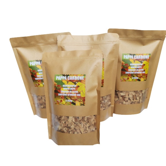 Set 4 pungi + 1 gratis aschii de fag pentru afumare, PAPPA CARBONE, nr 4 , 1750gr