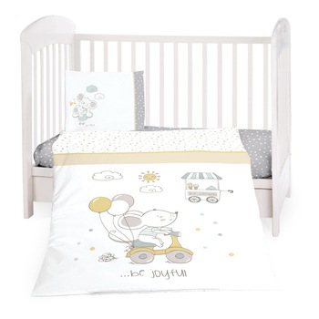 Lenjerie patut cu 3 piese KikkaBoo Joyful Mice Lenjerie patut cu 3 piese KikkaBoo Joyful Mice
