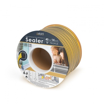 Profil de etansare autoadeziv penrtu ferestre, profil D, 40 m, 12 mm, negru Profil de etansare autoadeziv penrtu ferestre, profil D, 40 m, 12 mm, negru