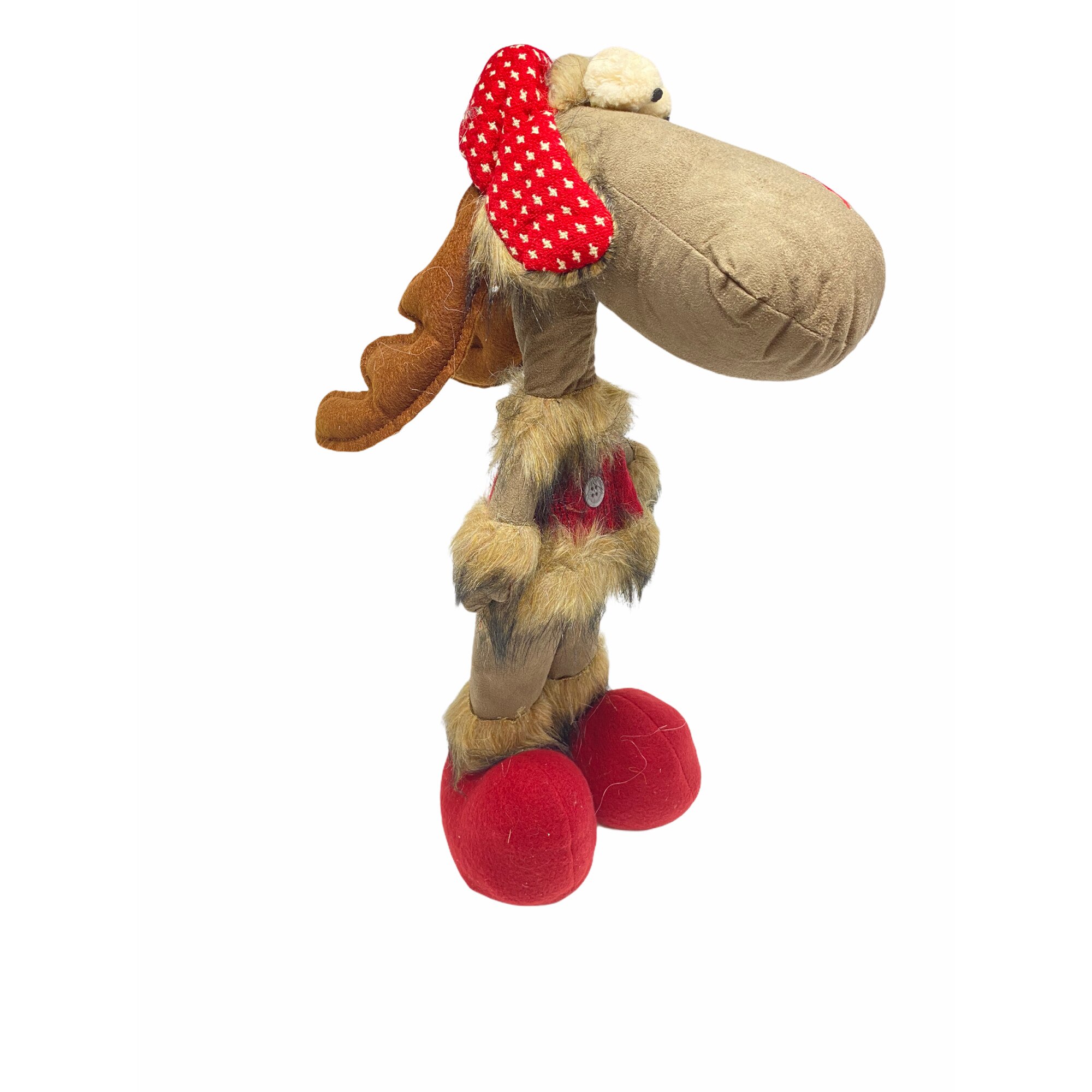 Ren decorativ pentru Craciun, Atelier, Bumbac, Maro/Rosu, 40cm