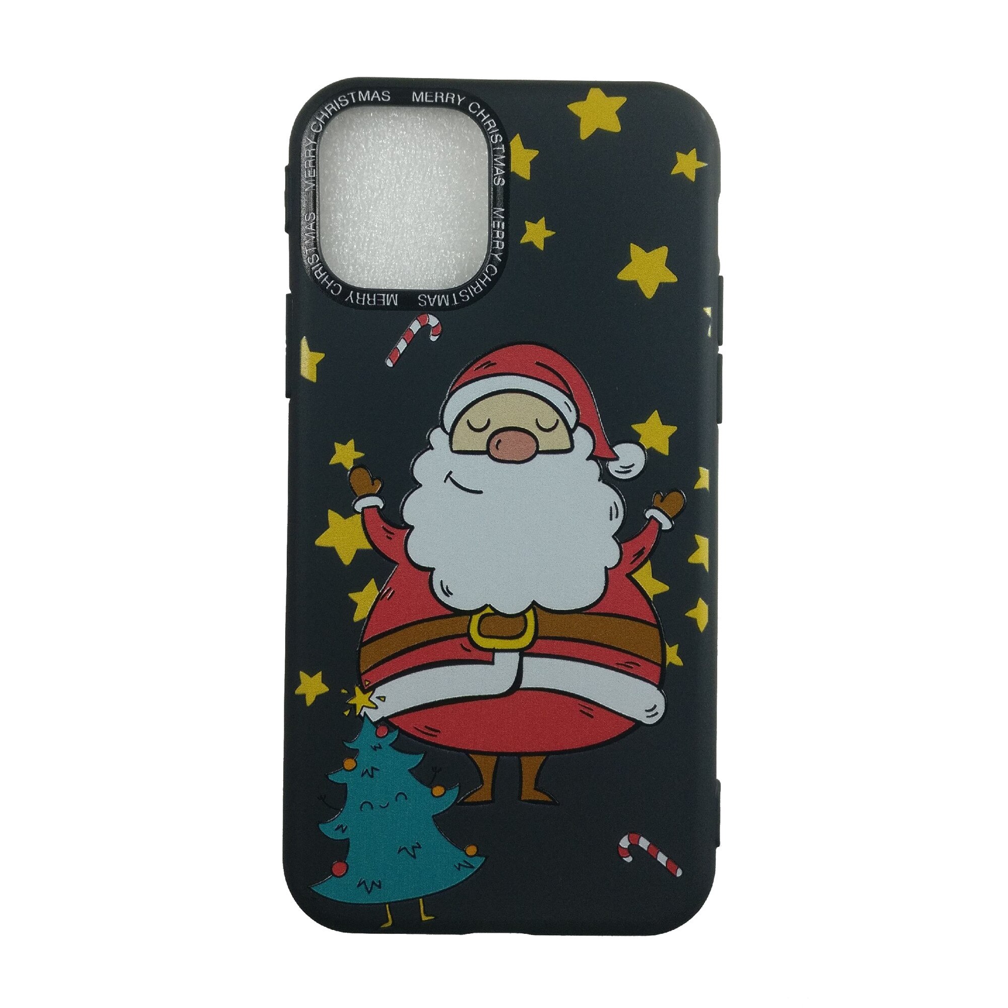 Husa iPhone 11, 6.1 , Carcasa din silicon, Design Mos Craciun, Negru