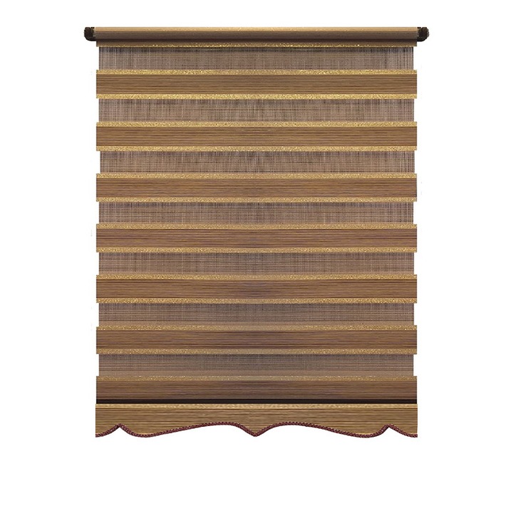 Jaluzea tip Rulou textil Maxi cu Terminatie Decorativa,Rolete Zebra Day & Night Luxury,Exclusive New Collection,Model cu insertie de sclipici ,160x280cm,DV05,culoare maro deschis,accesorii albe