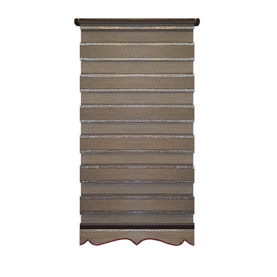 Jaluzea tip Rulou textil cu Terminatie Decorativa,Rolete Zebra Day & Night Luxury,Exclusive New Collection,Model cu insertie de sclipici ,66x160cm,DV06,culoare maro inchis,accesorii albe