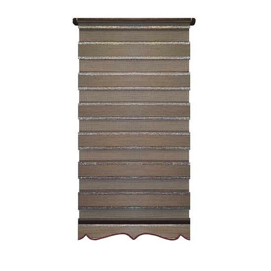 Jaluzea tip Rulou textil cu Terminatie Decorativa,Rolete Zebra Day & Night Luxury,Exclusive New Collection,Model cu insertie de sclipici ,88x140cm,DV06,culoare maro inchis,accesorii albe