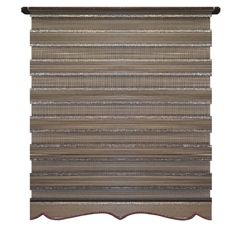 Jaluzea tip Rulou textil Maxi cu Terminatie Decorativa,Rolete Zebra Day & Night Luxury,Exclusive New Collection,Model cu insertie de sclipici ,170x170cm,DV06,culoare maro inchis,accesorii albe