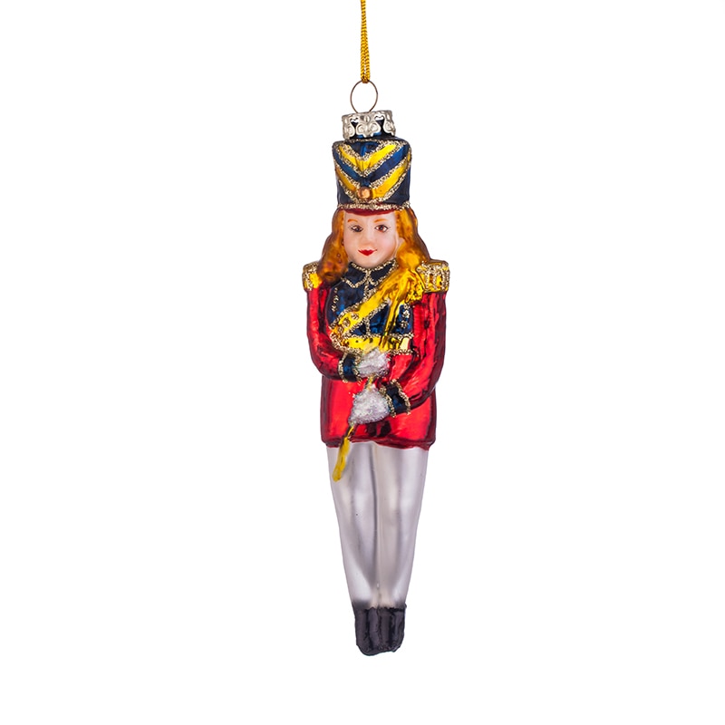 Ornament brad, glob soldat, L096, sticla, 14x4.5cm