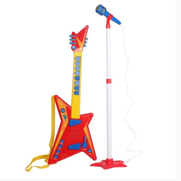 Set microfon si chitara Felis, 2 melodii demo rock, Multicolor