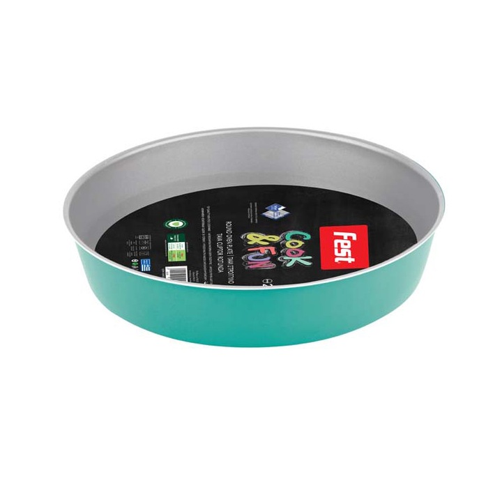 Tava prajituri Fest Cook&Fun, rotunda, 28 cm, Turcoaz
