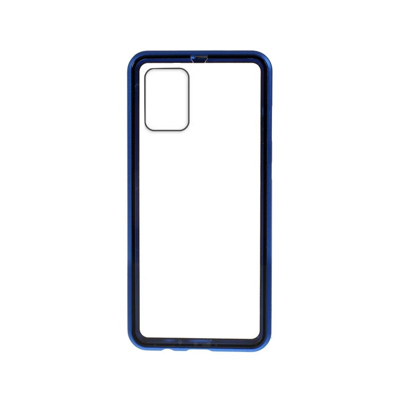 Husa cu Bumper Magnetic si Spate din Sticla Securizata pentru Galaxy S10 Lite/ Galaxy A91 Blue