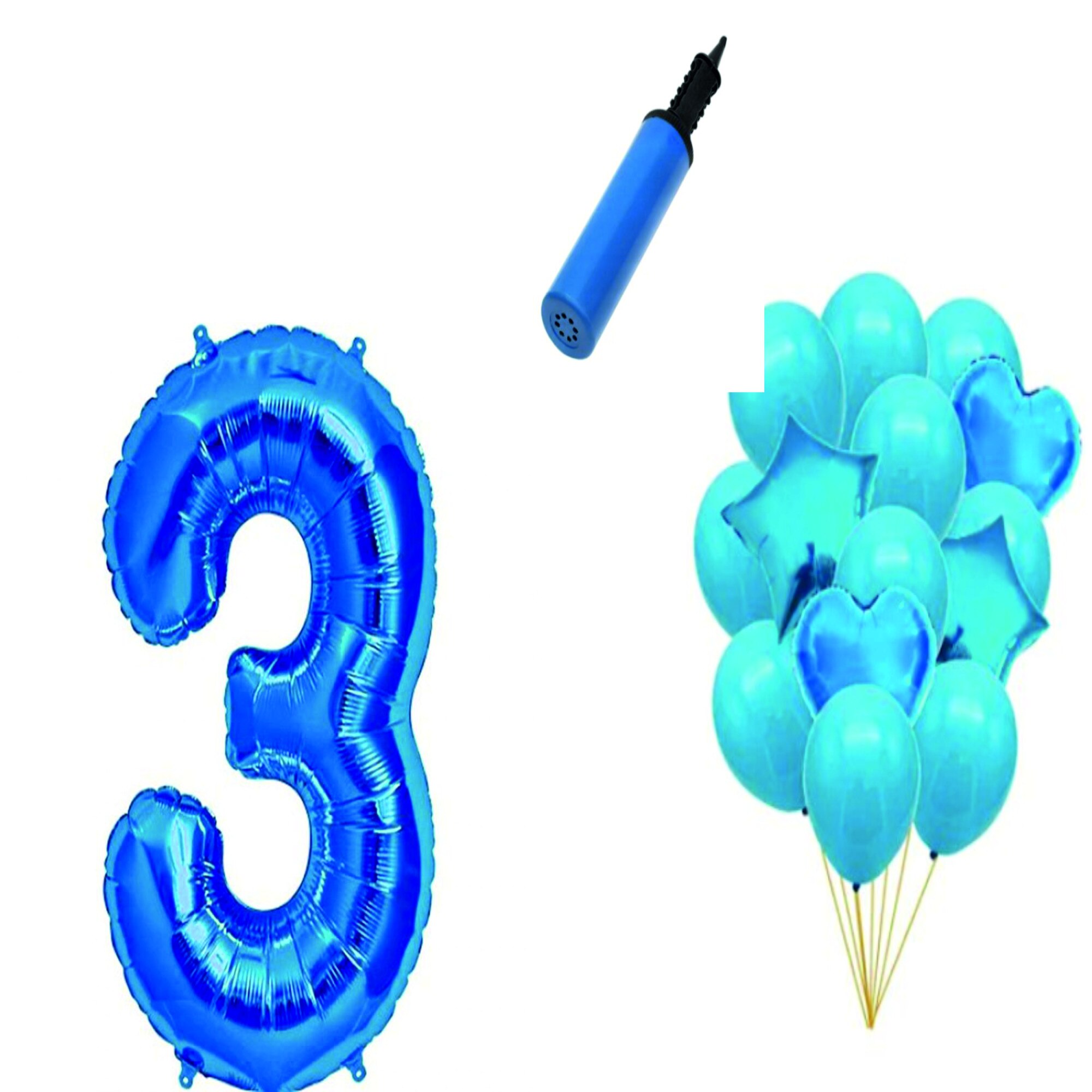 Set 15 baloane aniversare 3 ani , Albastru