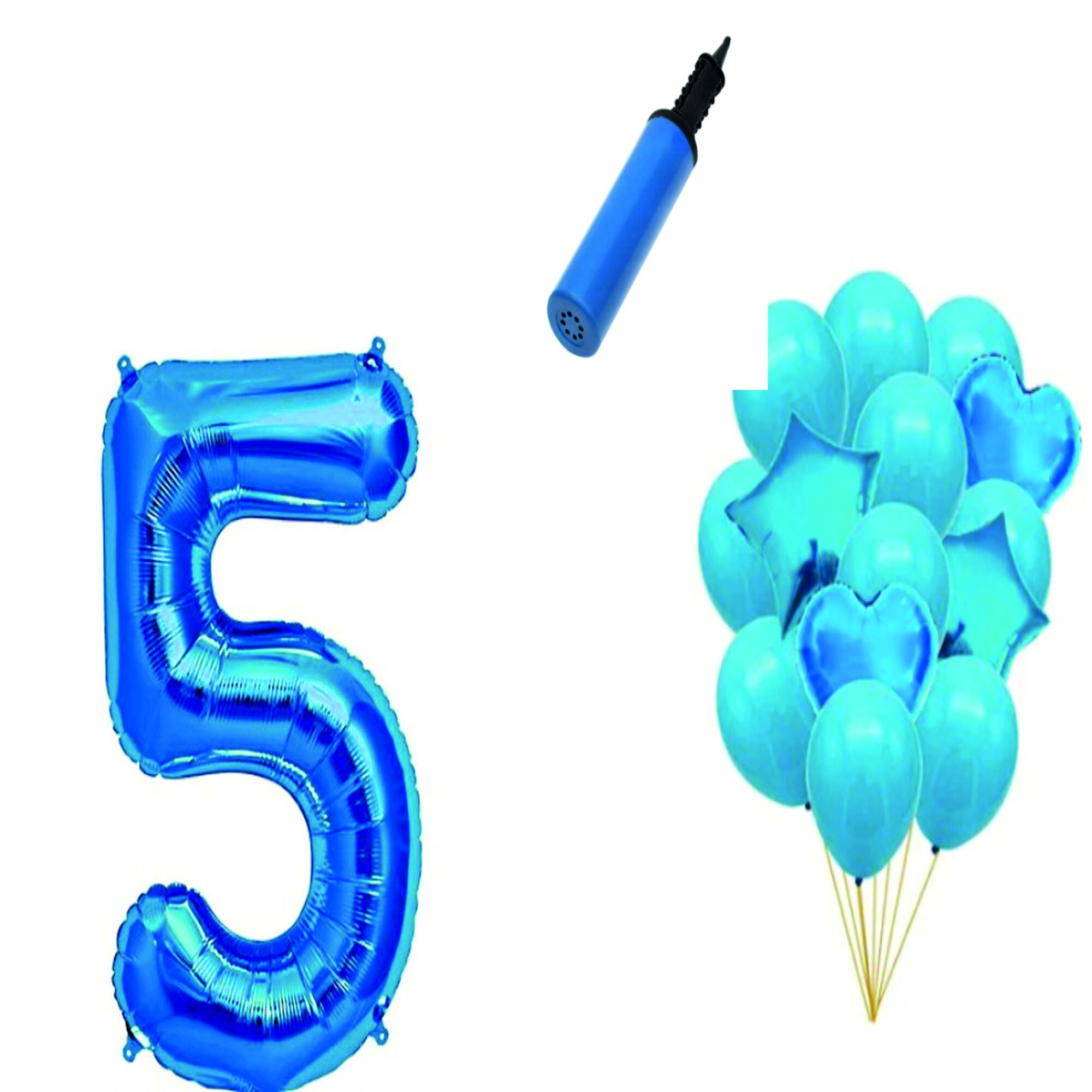Set 15 baloane aniversare 5 ani , Albastru