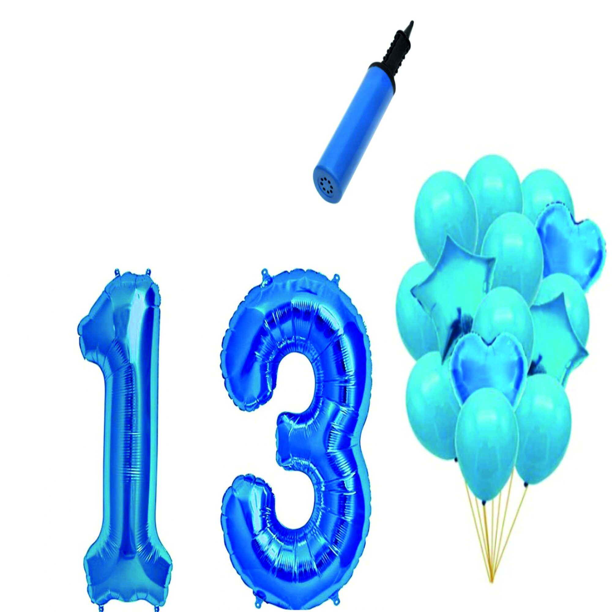 Set 16 baloane aniversare 13 ani , Albastru