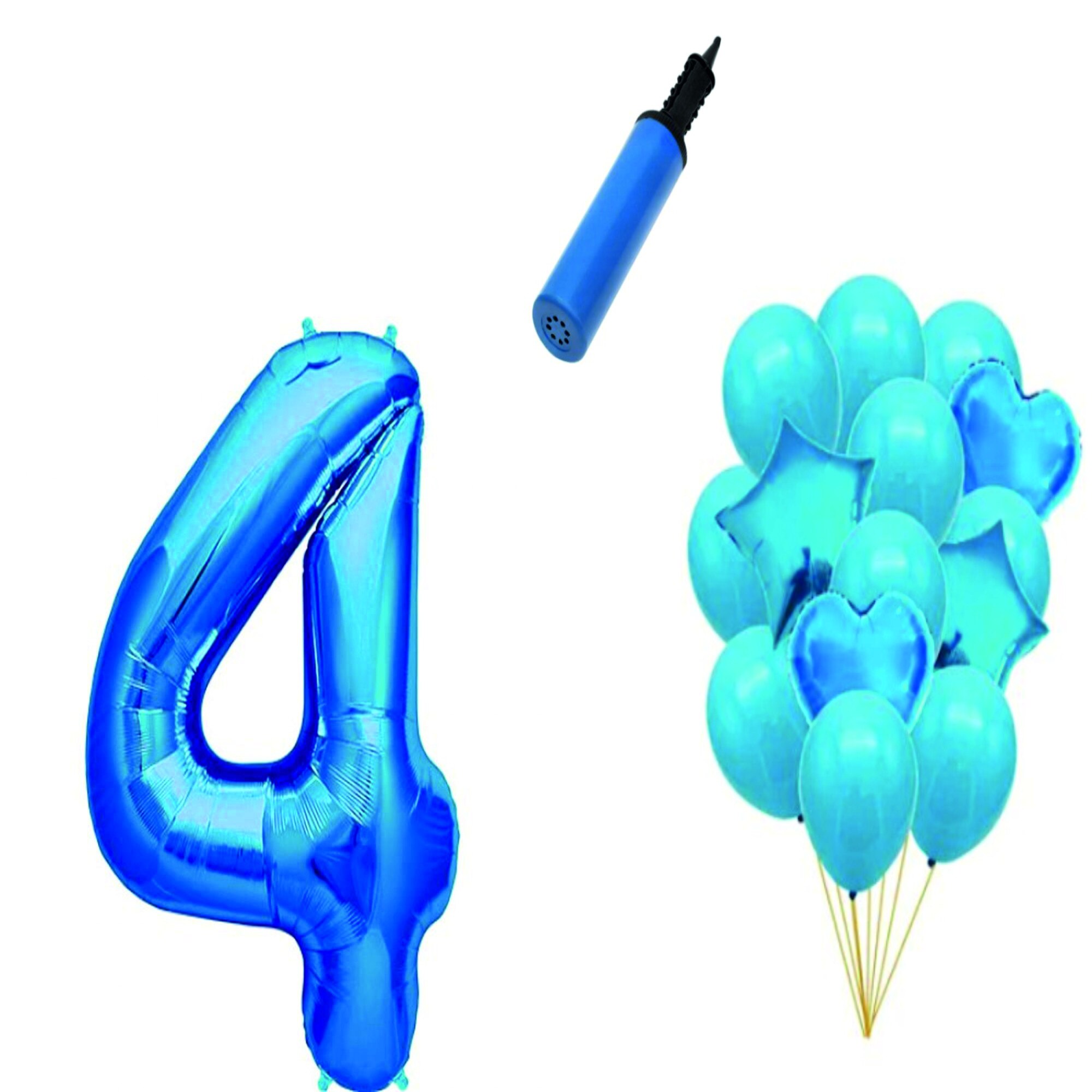 Set 15 baloane aniversare 4 ani , Albastru
