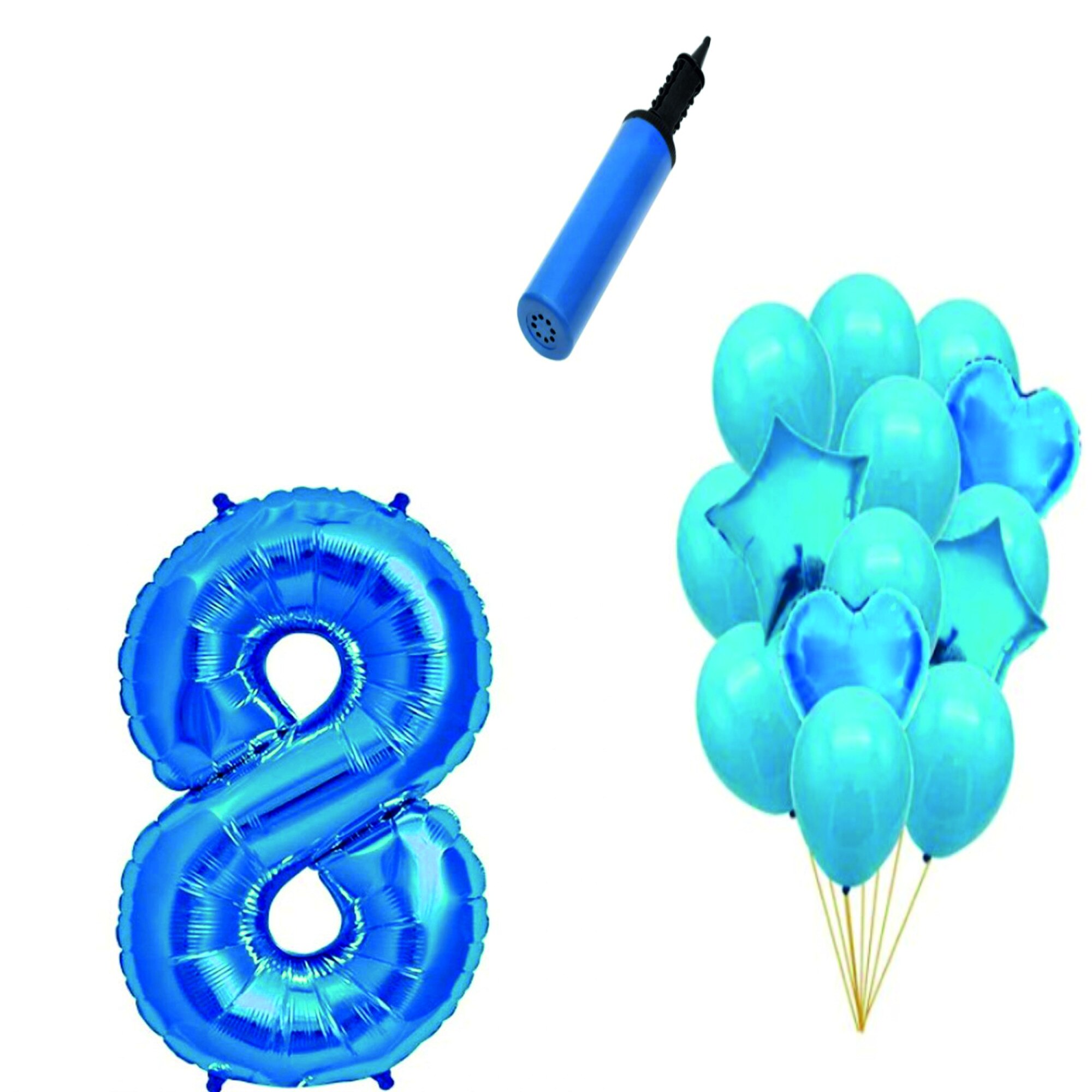 Set 15 baloane aniversare 8 ani , Albastru