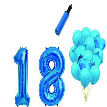 Set 16 baloane aniversare 18 ani ,Majorat , Albastru Set 16 baloane aniversare 18 ani ,Majorat , Albastru