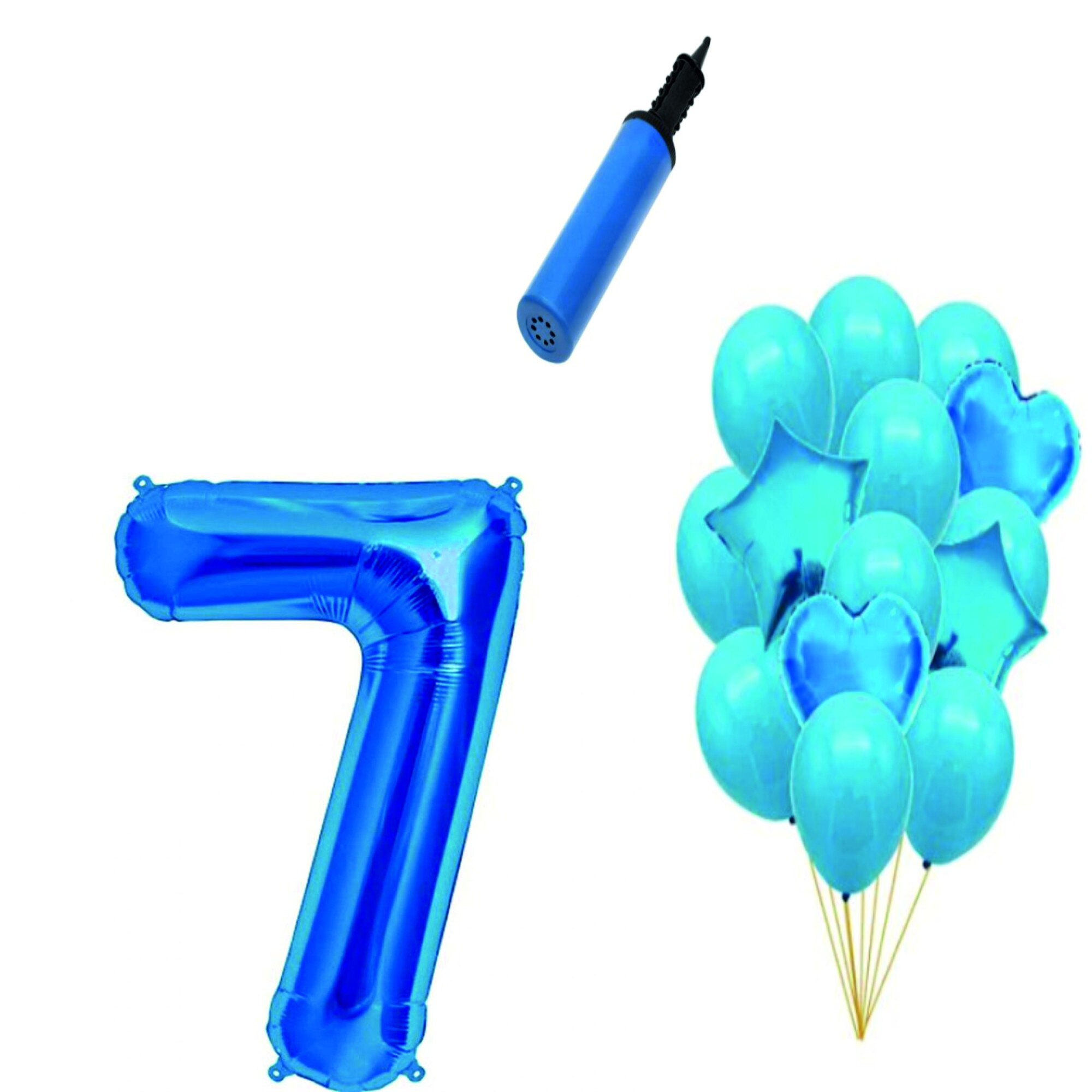 Set 15 baloane aniversare 7 ani , Albastru