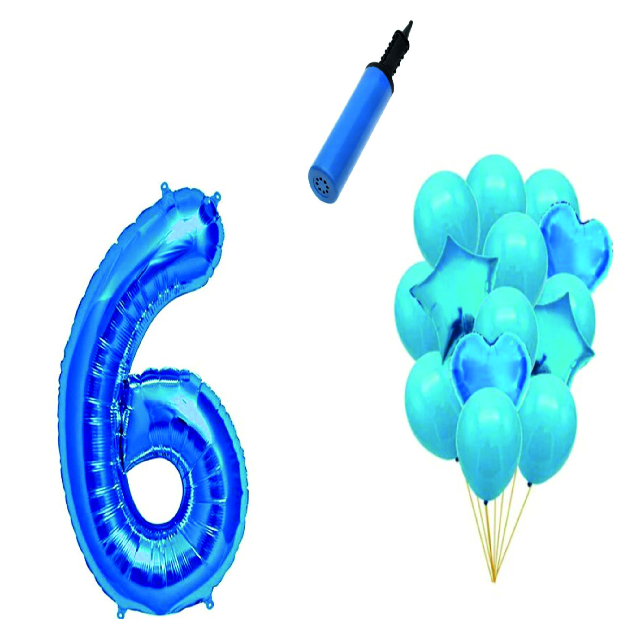 Set 15 baloane aniversare 6 ani , Albastru