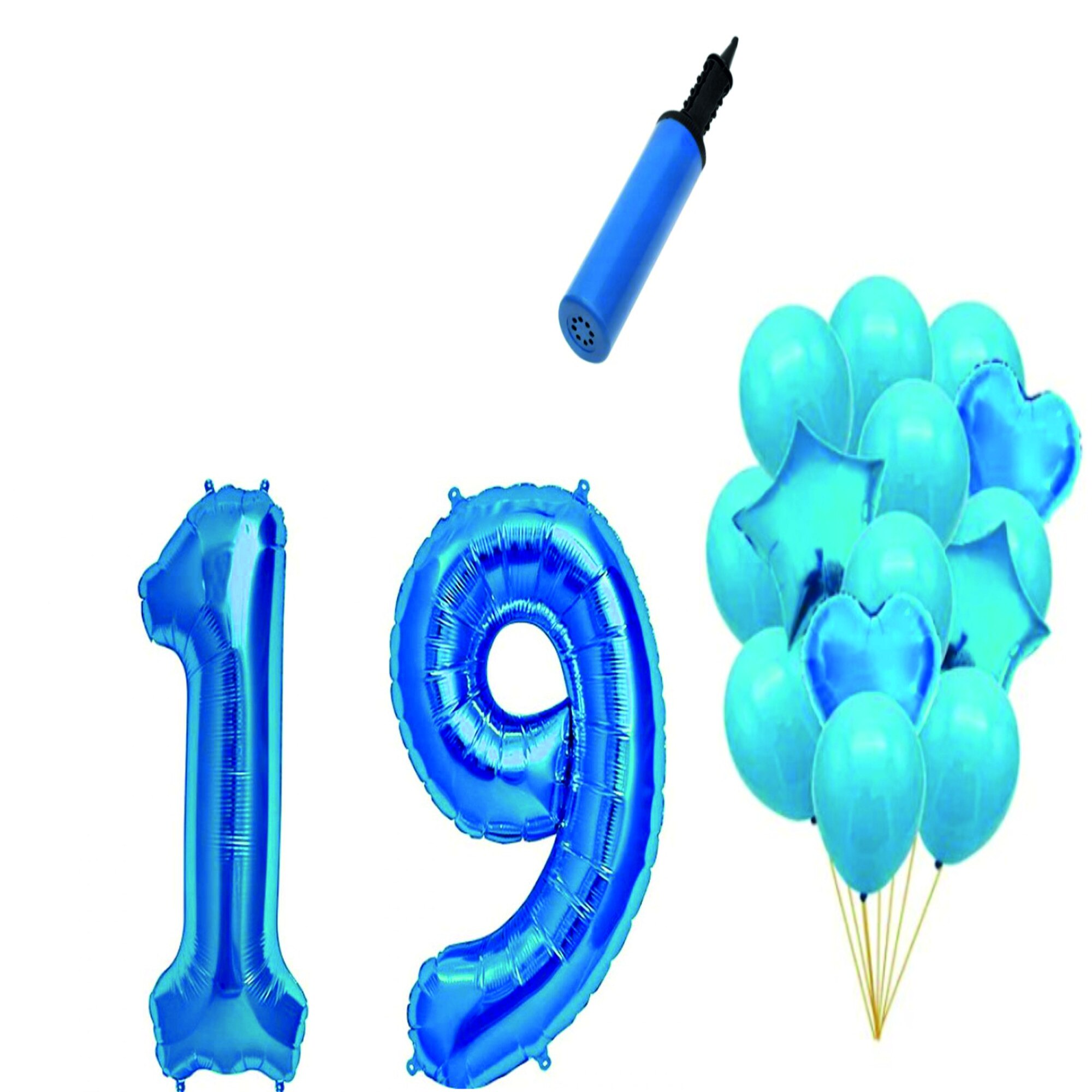 Set 16 baloane aniversare 19 ani , Albastru