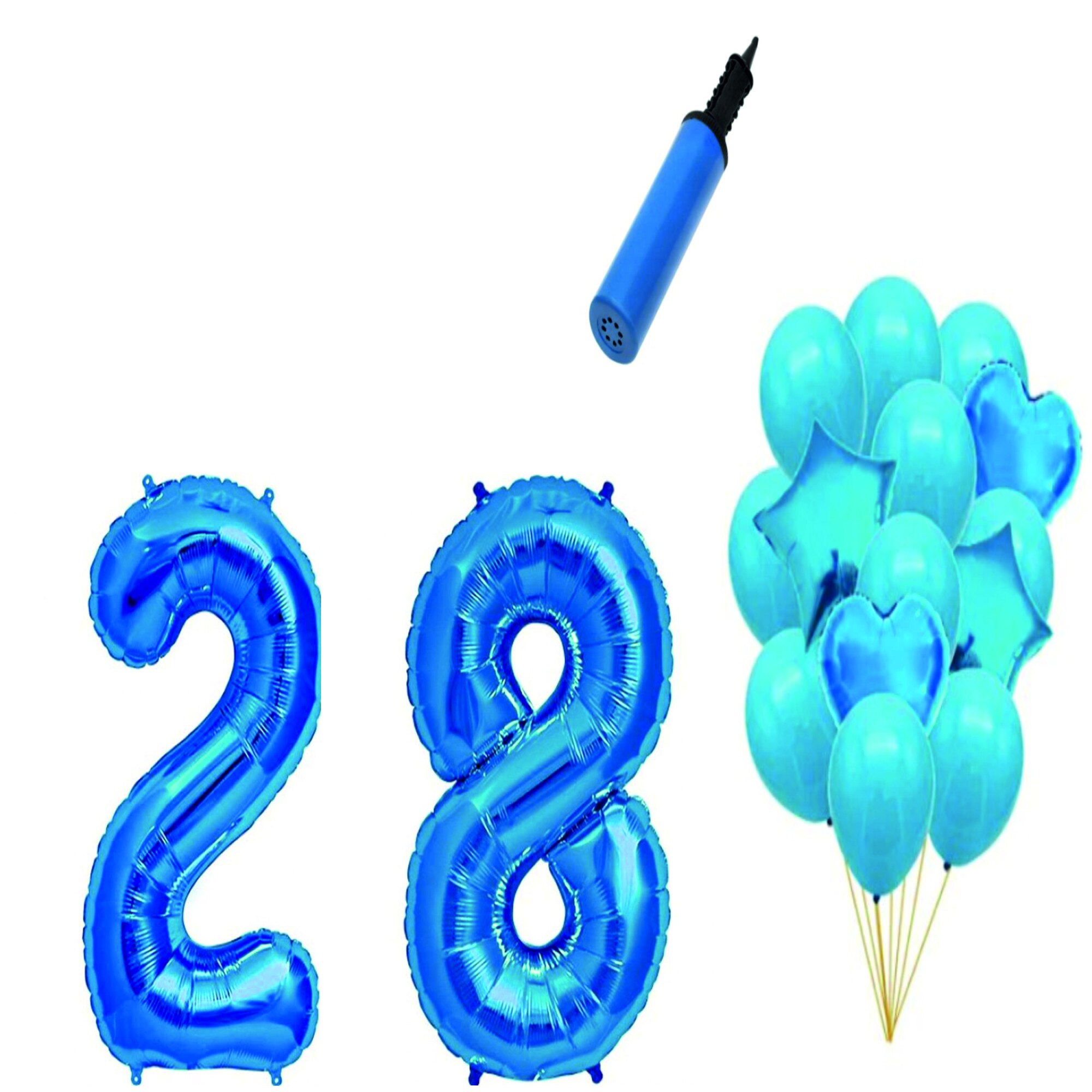 Set 16 baloane aniversare 28 ani , Albastru