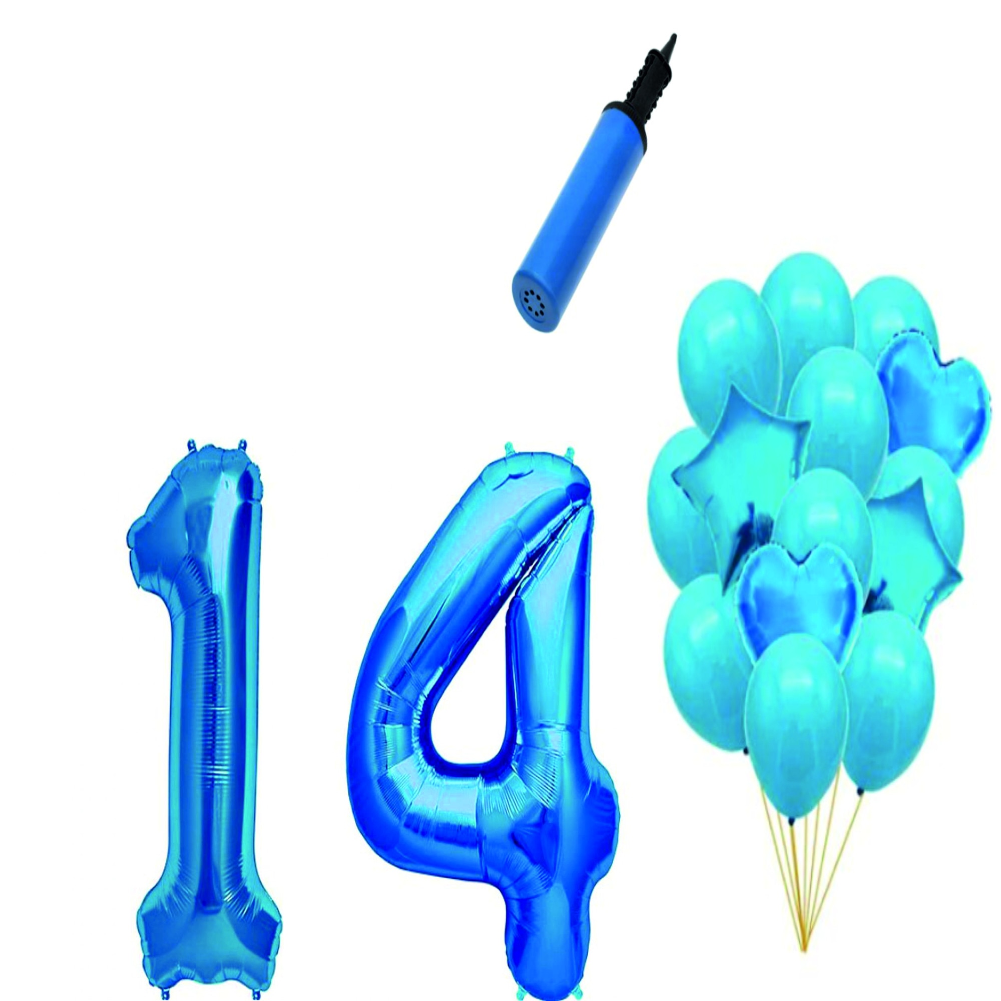 Set 16 baloane aniversare 14 ani , Albastru