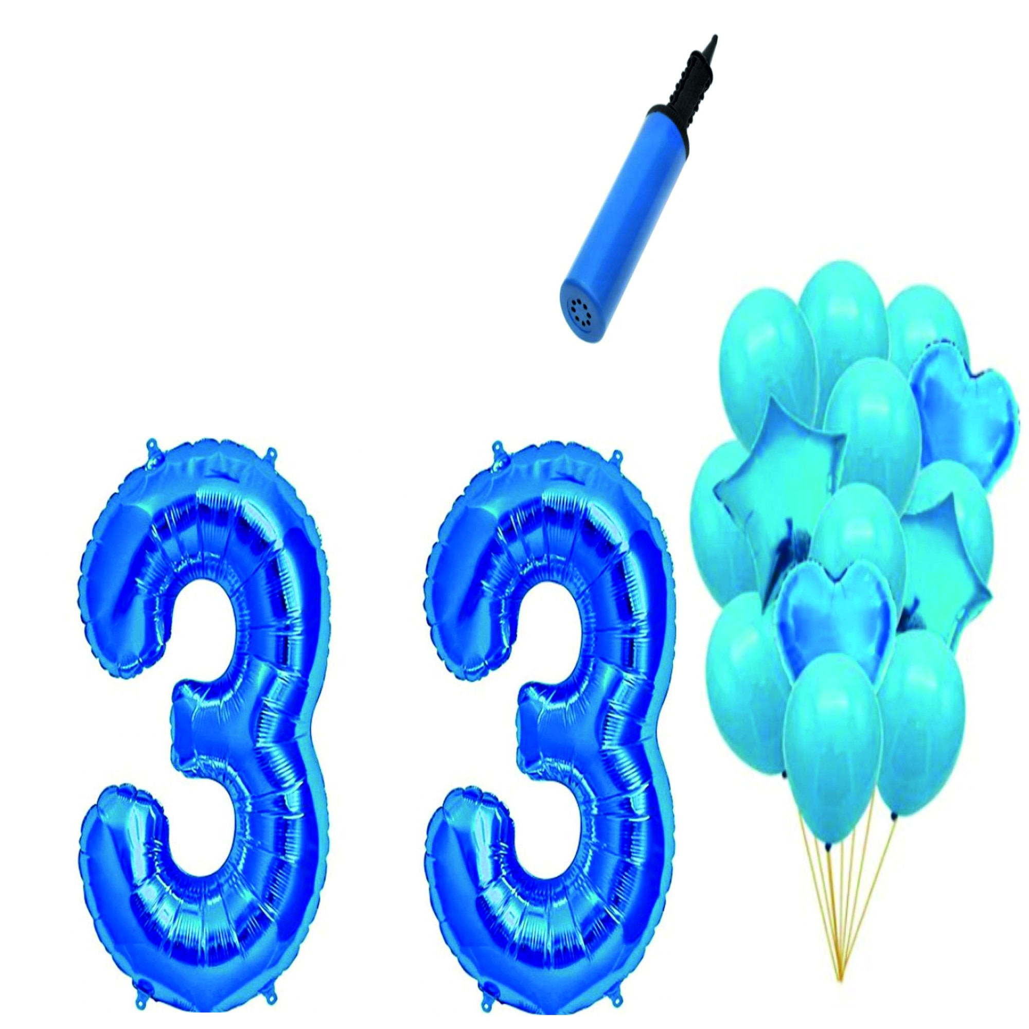 Set 16 baloane aniversare 33 ani , Albastru
