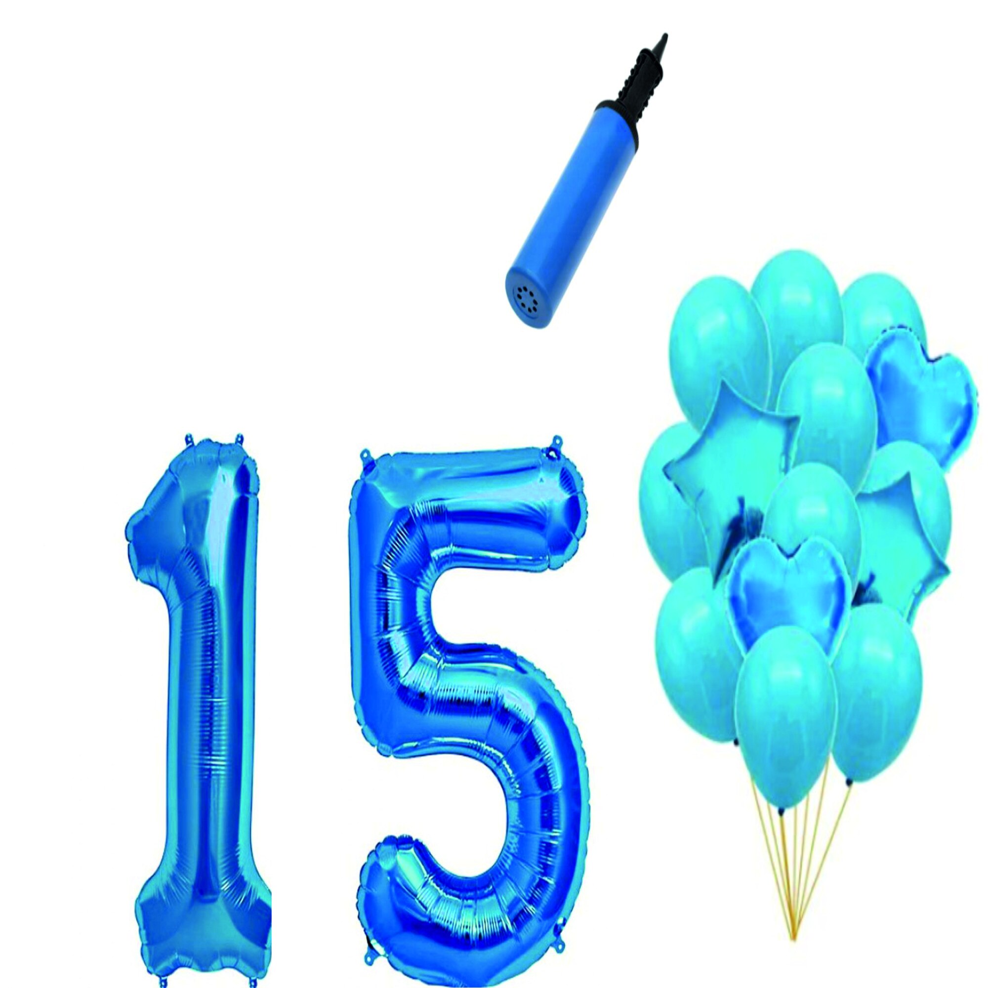 Set 16 baloane aniversare 15 ani , Albastru