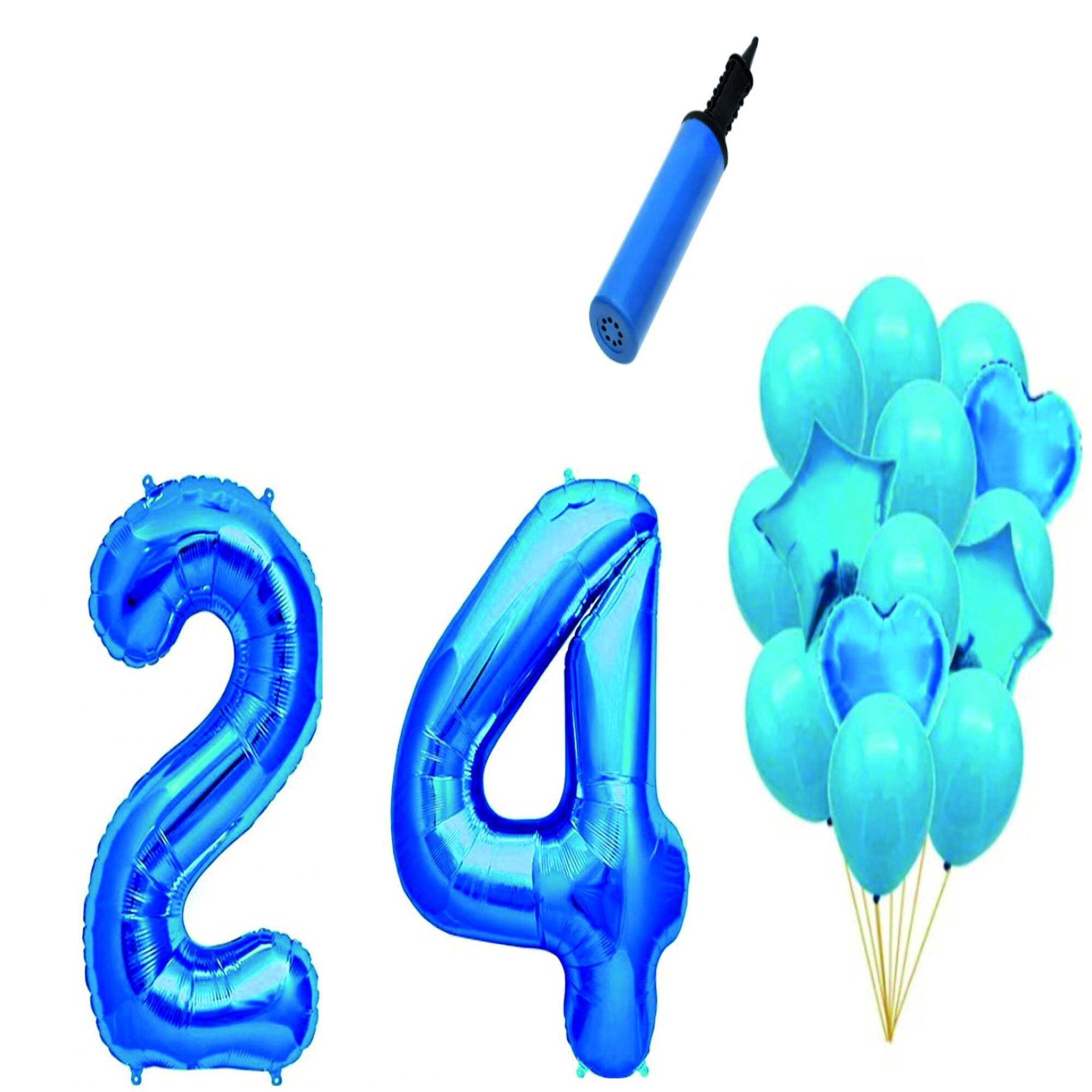Set 16 baloane aniversare 24 ani , Albastru