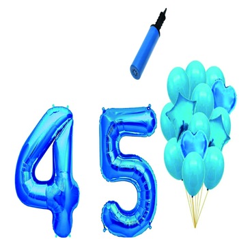 Set 16 baloane aniversare 45 ani , Albastru Set 16 baloane aniversare 45 ani , Albastru