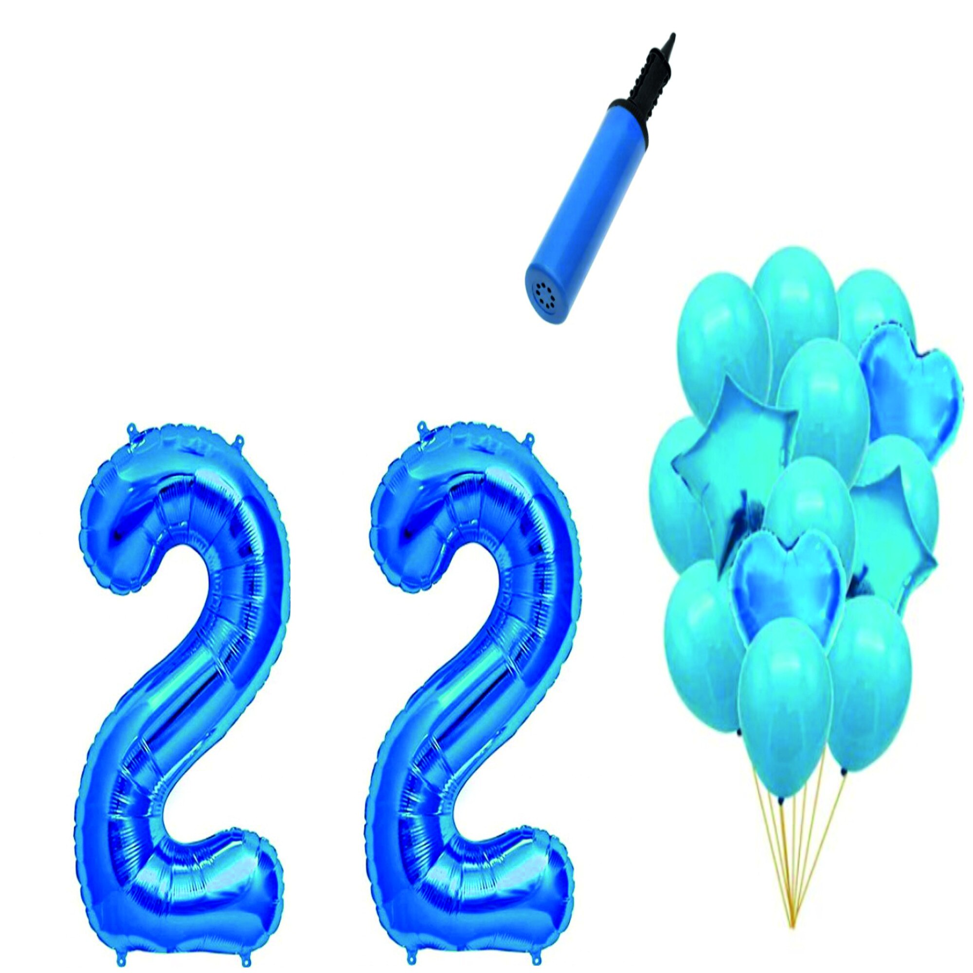 Set 16 baloane aniversare 22 ani , Albastru