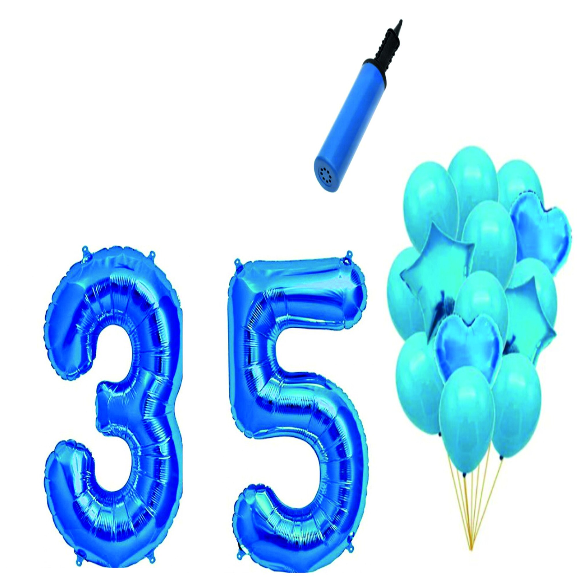 Set 16 baloane aniversare 35 ani , Albastru