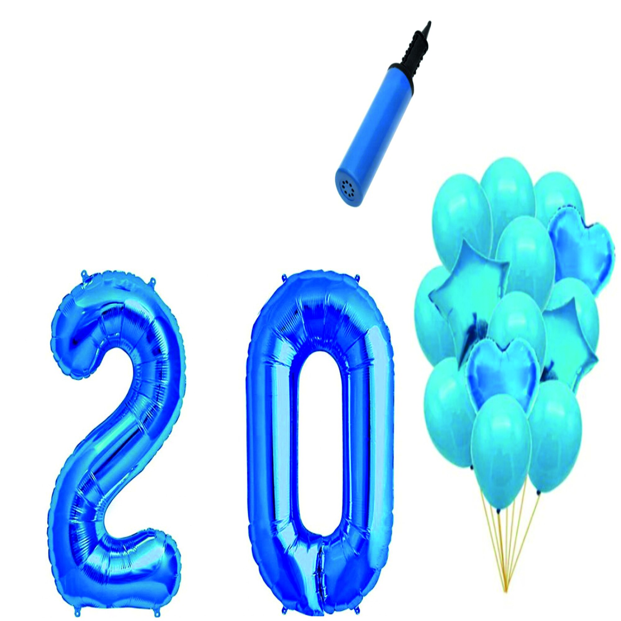 Set 16 baloane aniversare 20 ani , Albastru