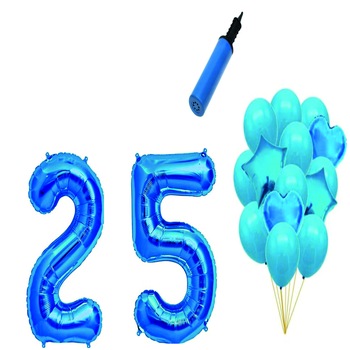 Set 16 baloane aniversare 25 ani , Albastru Set 16 baloane aniversare 25 ani , Albastru
