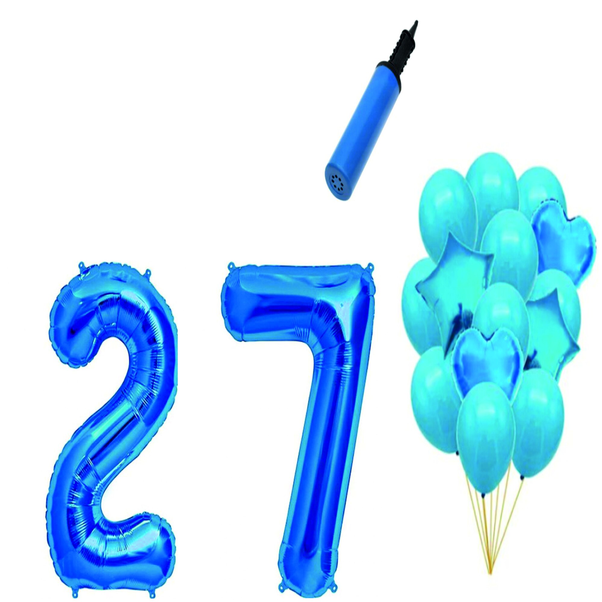 Set 16 baloane aniversare 27 ani , Albastru