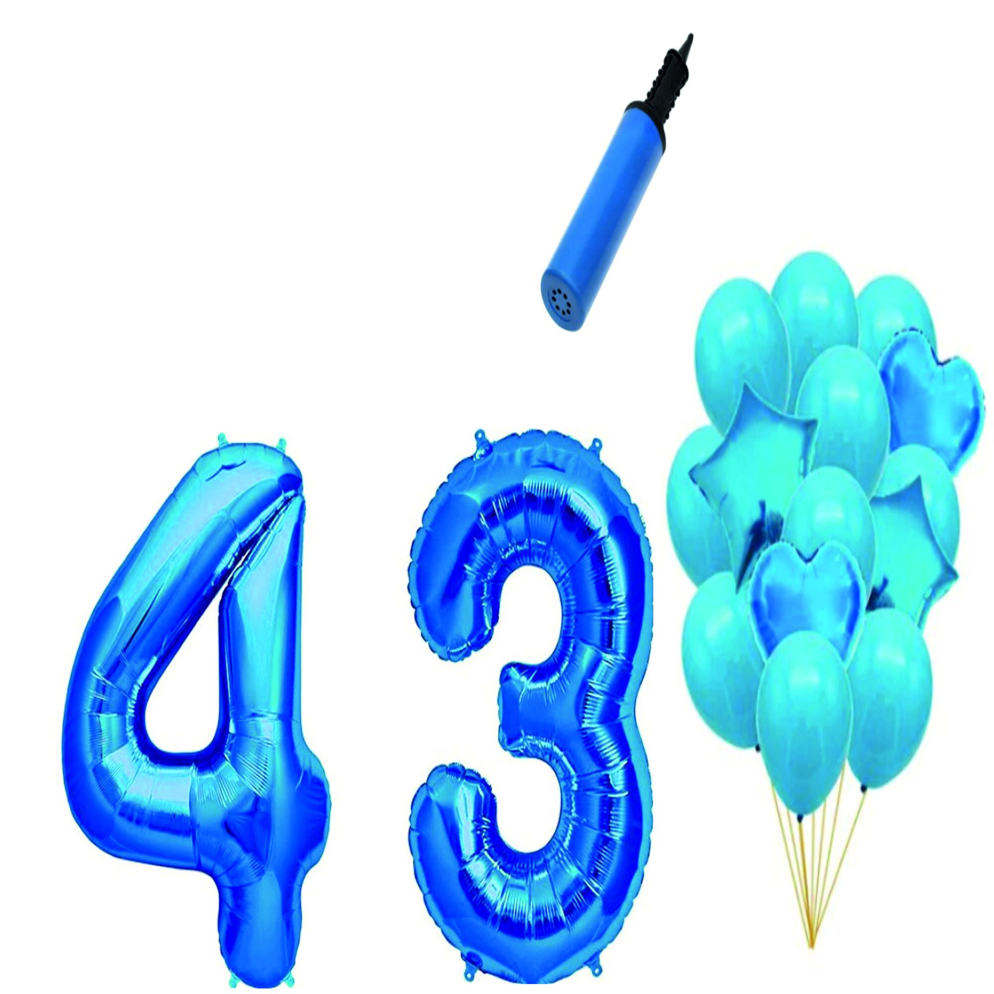 Set 16 baloane aniversare 43 ani , Albastru