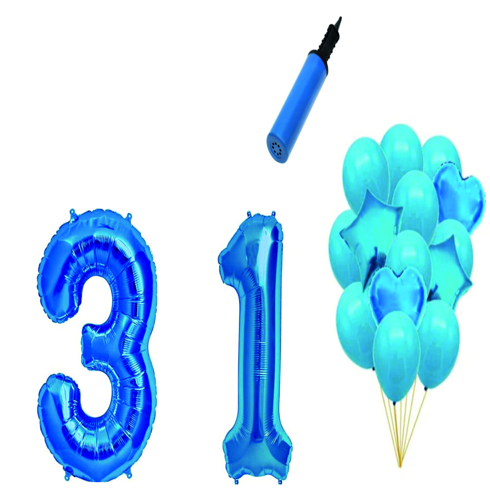 Set 16 baloane aniversare 31 ani , Albastru