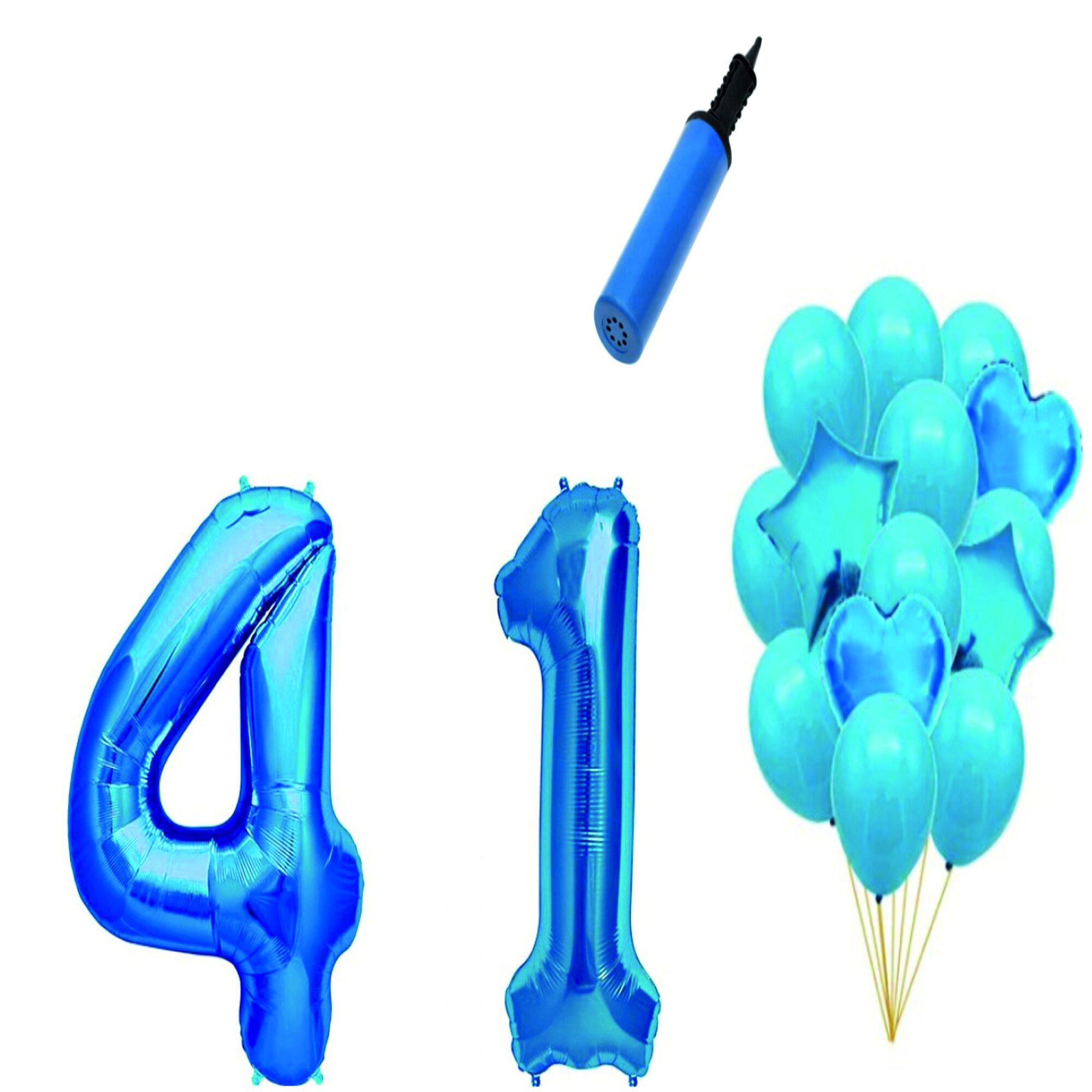 Set 16 baloane aniversare 41 ani , Albastru