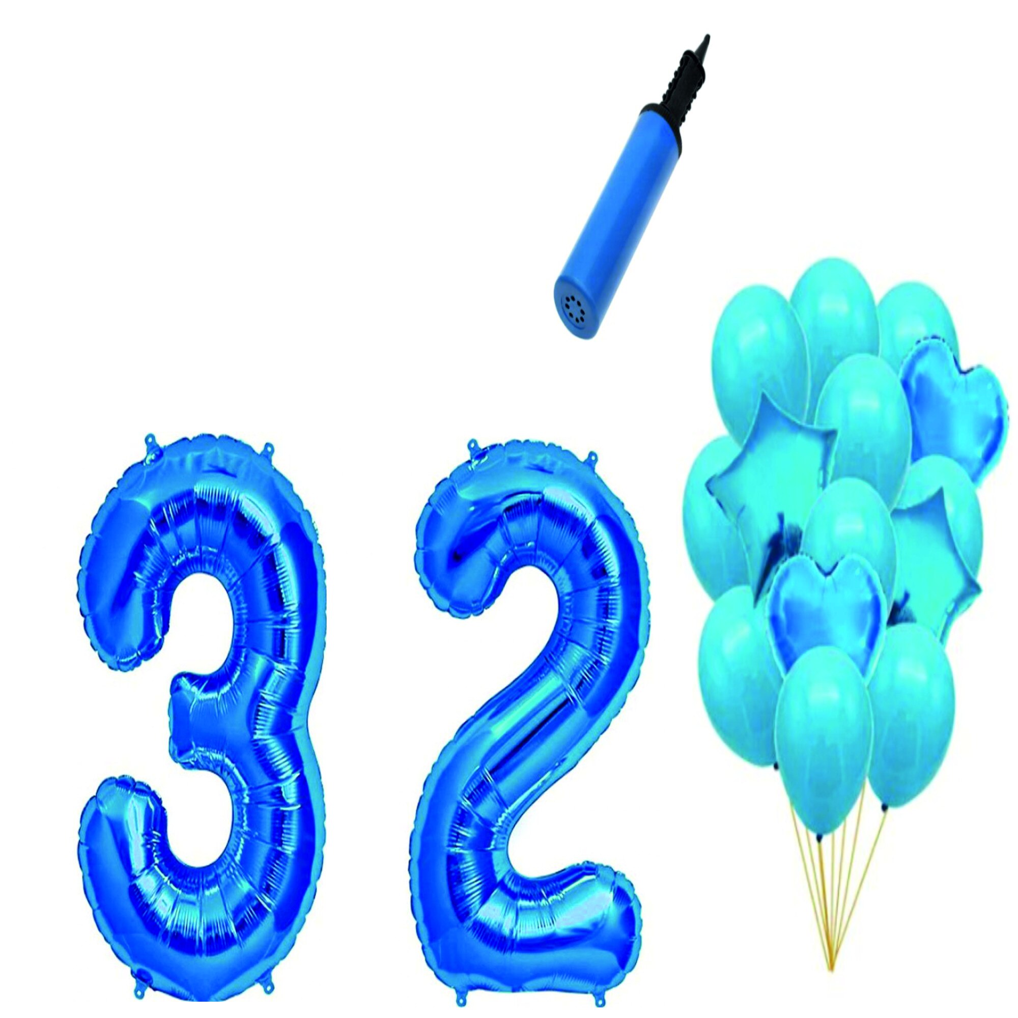 Set 16 baloane aniversare 32 ani , Albastru
