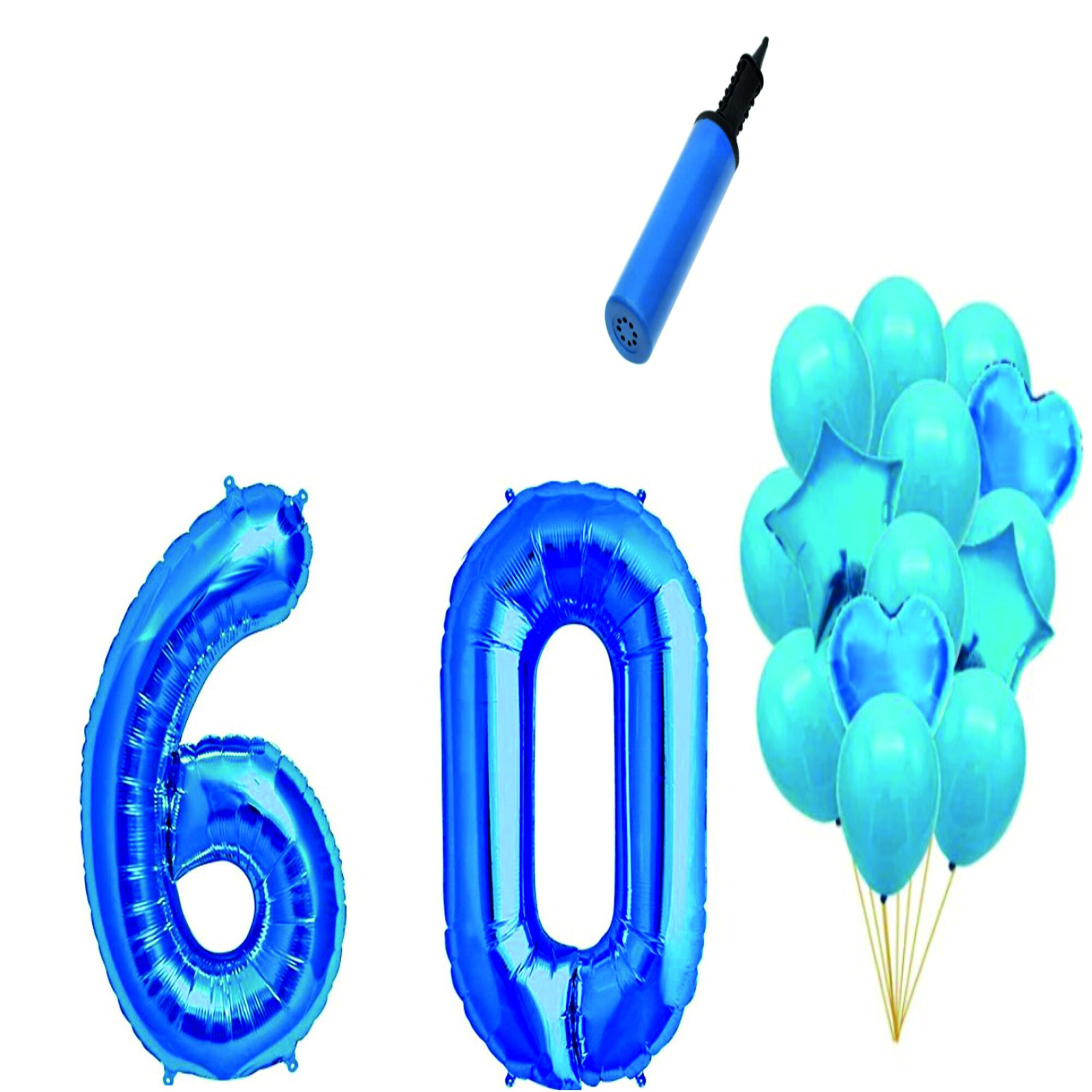 Set 16 baloane aniversare 60 ani , Albastru