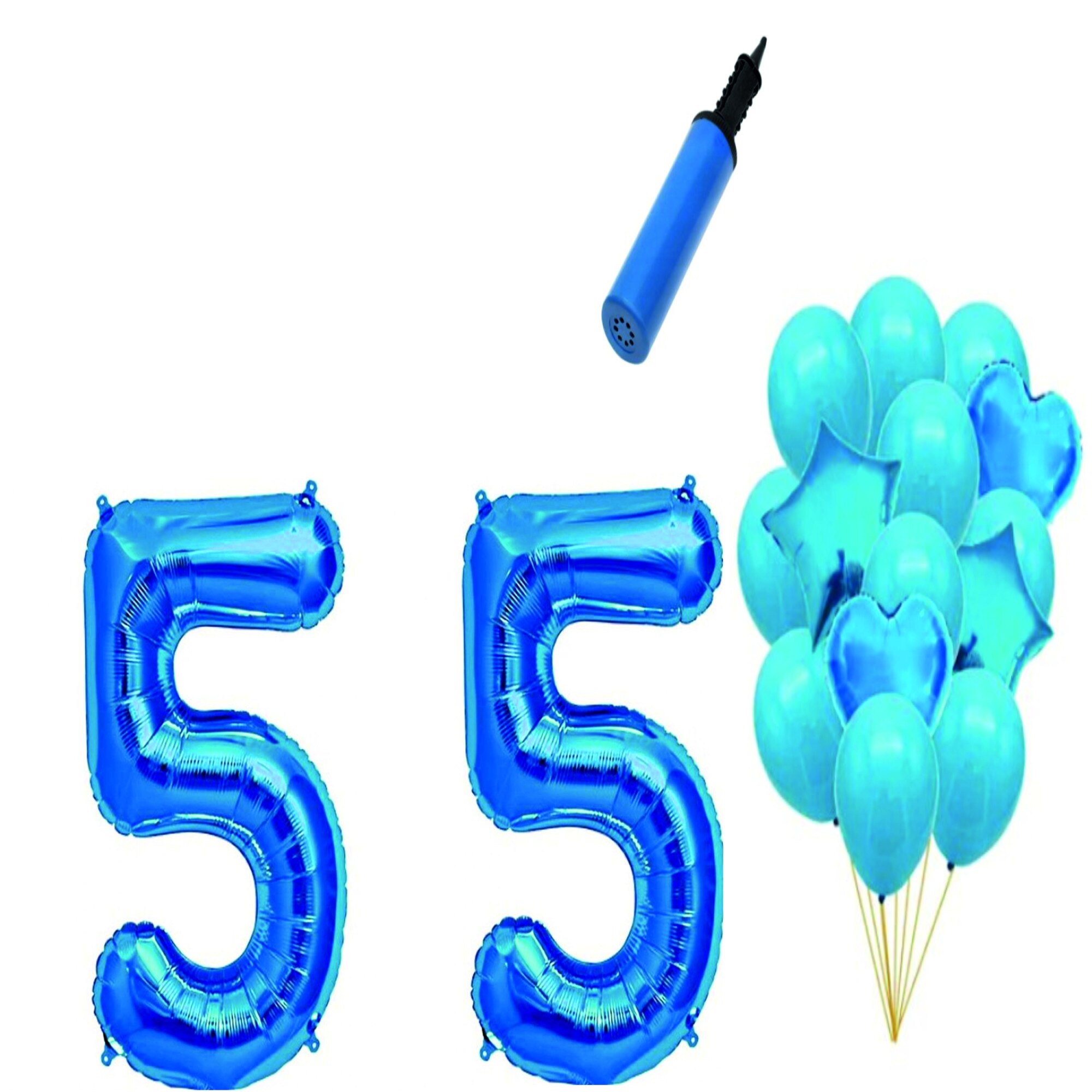 Set 16 baloane aniversare 55 ani , Albastru