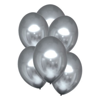 Baloane latex Satin Lux Argintii, Amscan, Set 50, 9906958 Baloane latex Satin Lux Argintii, Amscan, Set 50, 9906958