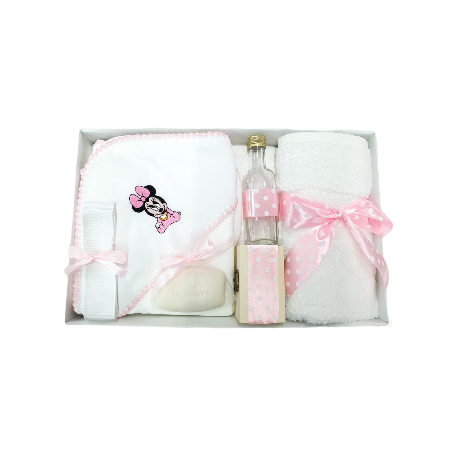 Trusou botez Minnie, 7 piese, culoare roz