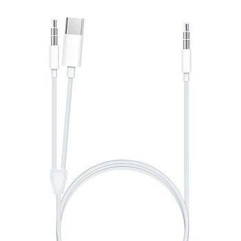 Cablu audio 2 in 1 Type C si Jack 3.5 mm, 1 m, Alb, BBL1900 Cablu audio 2 in 1 Type C si Jack 3.5 mm, 1 m, Alb, BBL1900