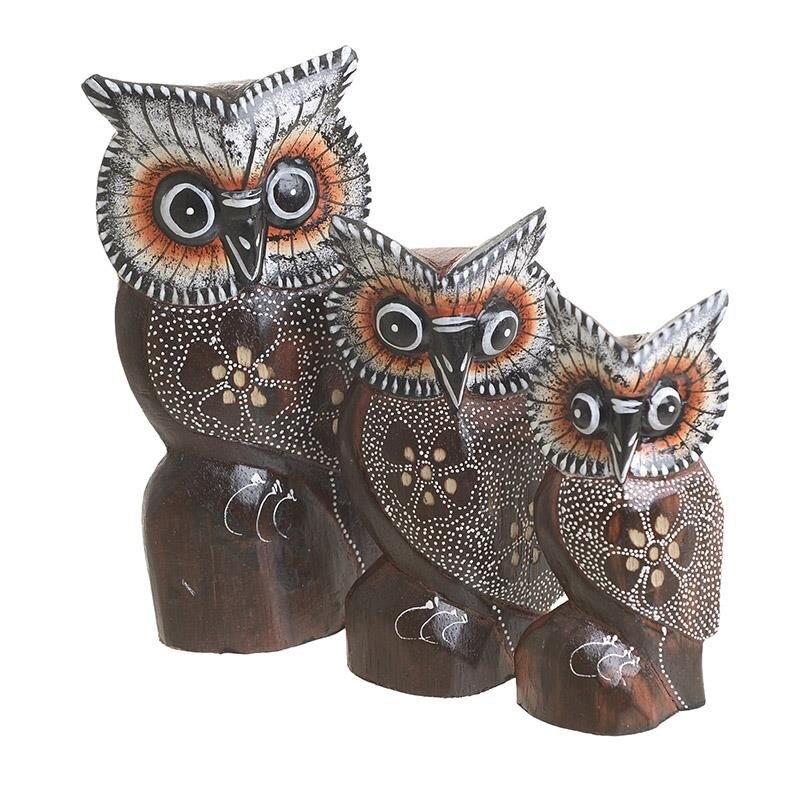 Set 3 Bufnite din lemn, multicolor, 9 x 4x 20 cm