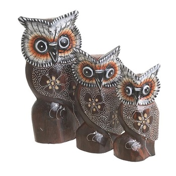 Set 3 Bufnite din lemn, multicolor, 9 x 4x 20 cm Set 3 Bufnite din lemn, multicolor, 9 x 4x 20 cm