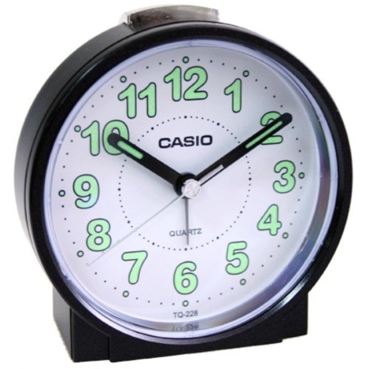Asztali óra Casio TQ-228-1DF klasszikus asztali ébresztőóra fekete/fehér