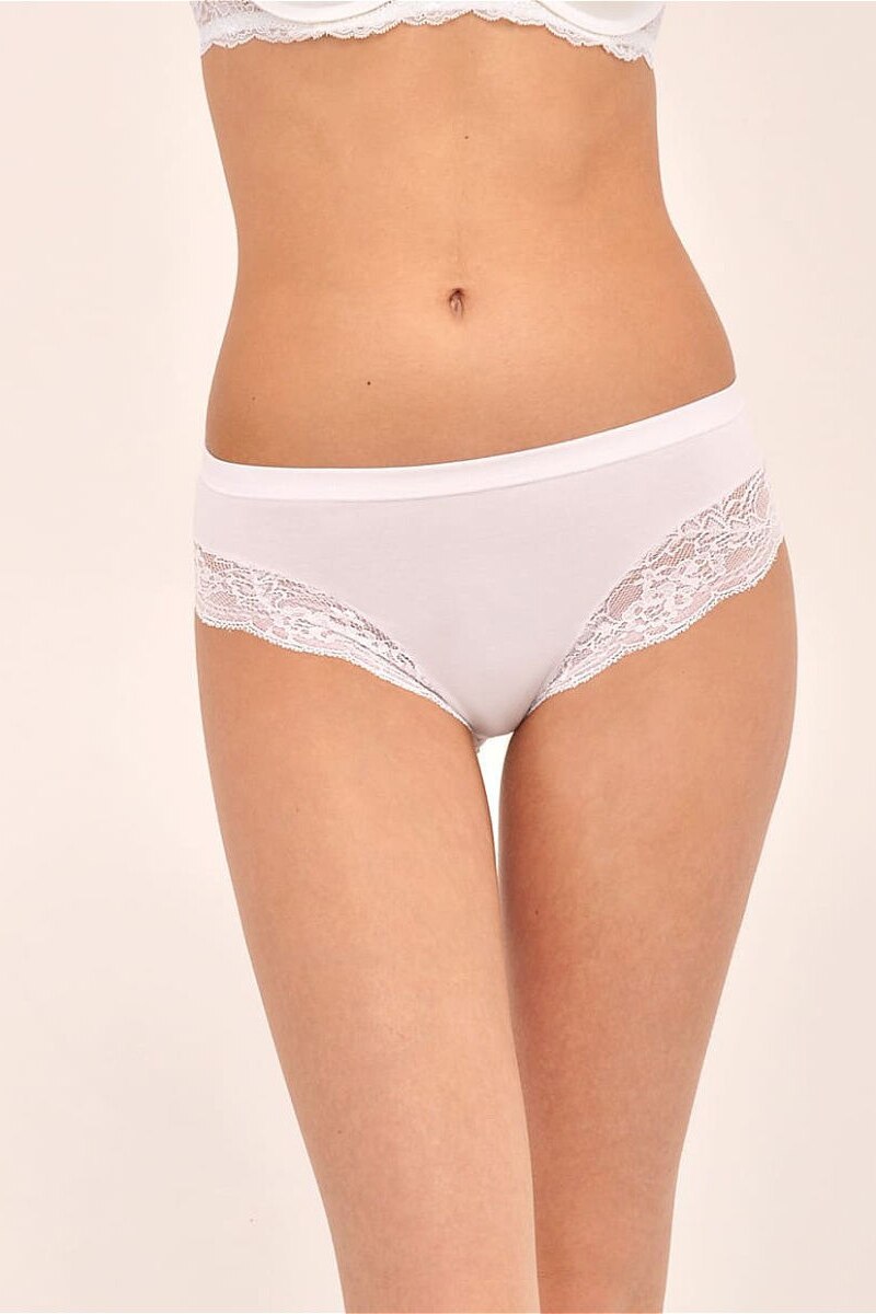 Chiloti bikini dama Rossoporpora DR202, Bumbac/Elastan, Negru, Alb