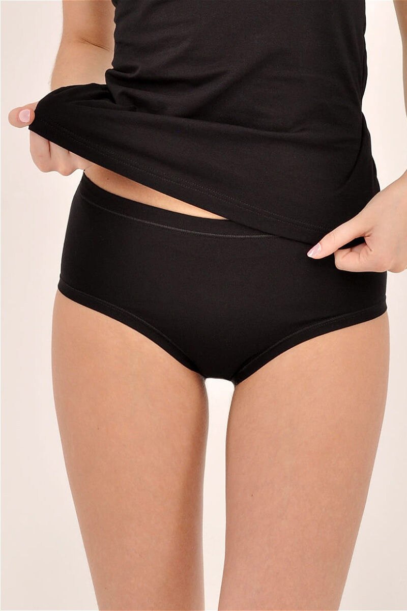 Chiloti bikini dama Rossoporpora Midi DR103, Bumbac/Elastan, Negru, M, Negru